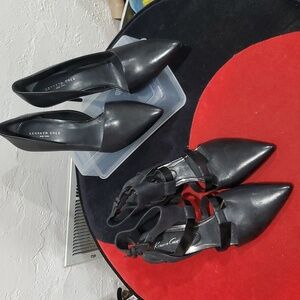 2 Pair Kenneth Cole Black Leather Heels Size 10